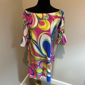 Tara Grina adorable dress off the shoulder with cap sleeves